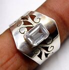 3.80Gm 925 Sterling Silver Created Cubic Zircon Cut Stone Jali Ring 6 US M1405