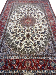 6'9"x10'3" Extra-Fine Hand-Knotted Wool & Silk Blend Isfahane Area Rug - Signed - Picture 1 of 23