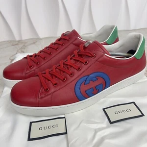 Zapatillas bajas Gucci Ace entrelazadas de cuero 14,5 G o 15 EE. UU. o 48 EUR - Imagen 1 de 24