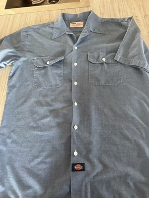 Camisa de trabajo vintage Dickies para hombre SS cambray bolsillos grandes botones delanteros Foto 1 de 4