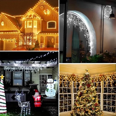 18M 600 LEDs Icicle Lights Super Bright Christmas Snowing Effect Outdoor Light - Image 1 of 4
