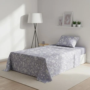 Completo letto 1 piazza e mezza cotone fiori azzurro azzurro - Imagen 1 de 5