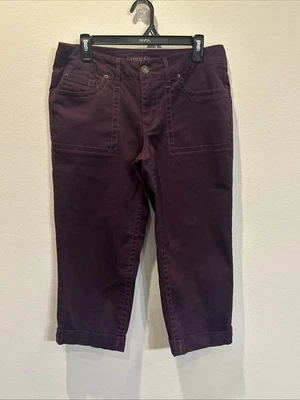Faded Glory Women’s Capri Pants Size 10 Plum Dark Purple Stretch Mid-Rise - Image 1 of 4