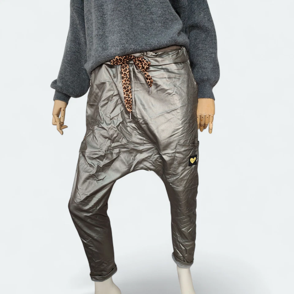 💋 Coole Baggy Harems Kunstlederhose Boyfriend Leo-Seitenstreifen bis Gr. 42 - Bild 1 von 1