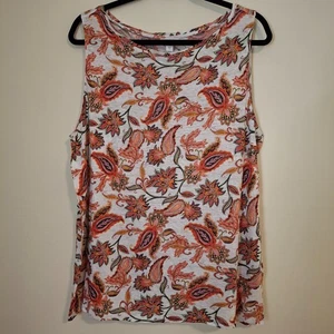 J.Jill Love Leinen Gr. XL ärmelloses Tanktop Paisley Blumen orange Herbst Shirt - Bild 1 von 10
