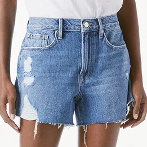 Pantaloncini corti FRAME Le Brigette in jeans blu denim Chavez Soho taglia 30 - Foto 1 di 12