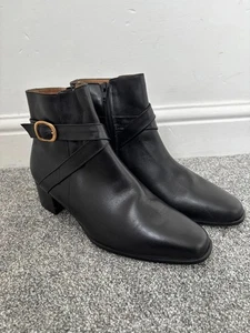 Baronessa Franchetti Botines Cuero Negro con Hebilla Dorada, Talla 42/8 - Imagen 1 de 6