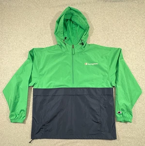Champion Jacket Mens Large Green Stadium Hooded Packable Colorblock Weathergear - Picture 1 of 9