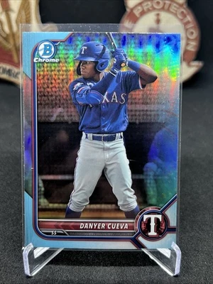 2022 Bowman Draft Chrome Sky Blue Refractor Danyer Cueva Texas Rangers #BDC-148 - Image 1 of 2