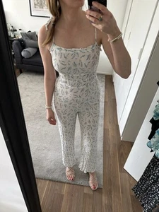 New Yorker FB Sister Langer Jumpsuit Weiß Mit Blumenmuster Hellblau Gr. 34/36 - Bild 1 von 4