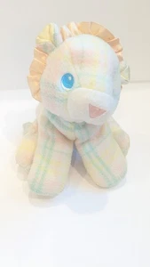 Vintage Playskool Baby Blankies Snuzzles Lion Plaid Pastel Plush Lovey 8 Inch - Picture 1 of 8