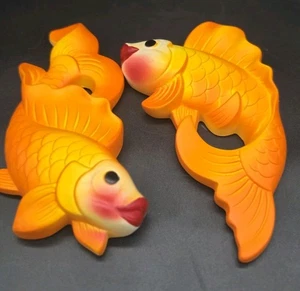 Vintage 1971 Miller Studio Chalkware 2 Goldfish Koi Orange 6”x 3.5” Hand Painted - Picture 1 of 7