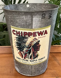 Antique Galvanized Maple Bucket Chippewa Brand G.A. Weston Co Portland, Maine - Picture 1 of 5