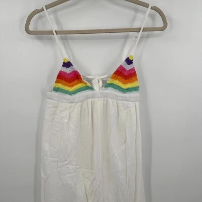 Maxi Vestido Mara Hoffman Natación Boho Mujer Pequeño Blanco Corbata Espalda Correas Ajustables Foto 1 de 4