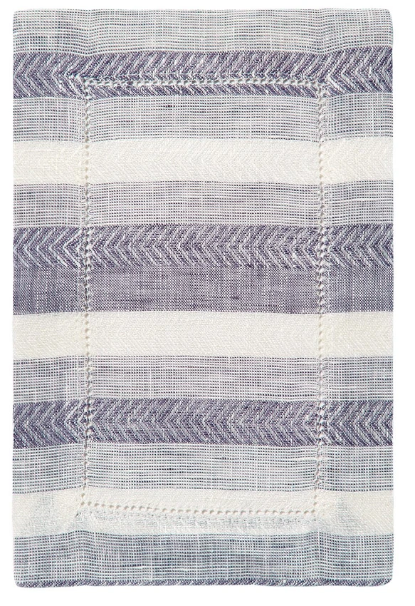 Sferra Ascot Cocktail Napkins Herringbone Stripe Woven Pure Linen 6x9" SET/2 New - Image 1 of 1
