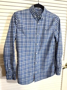 Vineyard Vines Whale Shirt Blue Plaid Button Down Boys Large 16 Long Sleeve EUC - Picture 1 of 10