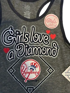 New York Yankees Tank Top Metallic Girls Love A Diamond Genuine Merch Girls10/12 - Picture 1 of 14