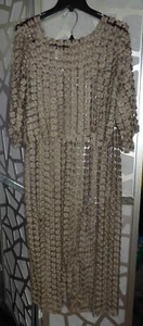 AKIRA 2 PIECE HOLLOW OUT LACE PEARLED GOLD WIDE LEG PANTS SET(TOP: S/BOTTOM: M) - Picture 1 of 6