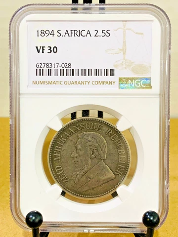 1894 South Africa 2.5s NGC VF30 Very Fine 30 #6278317-028 Cover