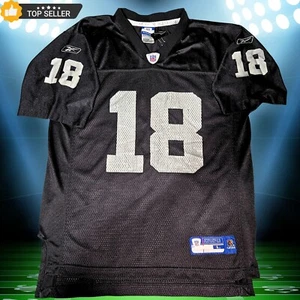 Vtg Reebok On Field Jersey Youth Large 14-16 Moss #18 Oakland LV Raiders NFL - Picture 1 of 24