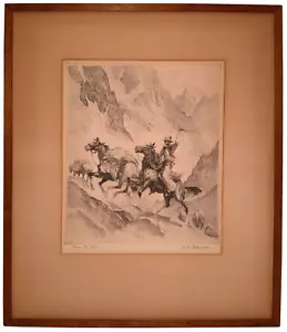 REINHOLD H PALENSKE (AMERICANO 1884-1954) SOPRA IL PASSO, ANTICA INCISIONE A SECCO - Foto 1 di 16