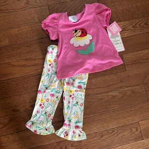 NEW Rare Editions Girls Size 24 Months Pretty Ladybug Pant Set Outfit - Picture 1 of 1