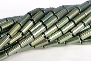 8x4MM Green Hematite Beads Grade AAA Round Tube Loose Beads - Picture 1 of 4