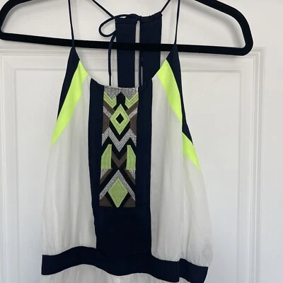 Женский комбинезон размер большой белый ацтекский вышитый широкоплечий с бретелью через шею - Изображение 1 из 4