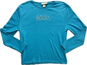 VTG 90s M&C Sportswear L Womens Embellished Grandma Core Long Sleeve T Shirt Y2K - Picture 1 of 6