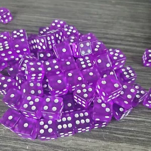 HOME GAME DICE - 80 BRAND NEW PURPLE DICE 16 mm CASINO PLAY HOME GAMES CRAFTS - Picture 1 of 1