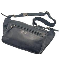 Burberry Black Label Waist Bag Body Bag Leather Logo From Japan