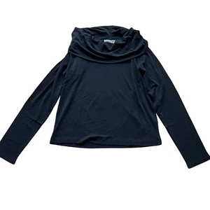 WinterSilks Size XS Black 100% Silk Base Layer Draped Cowl Neck Long Sleeve Top - Picture 1 of 9
