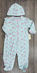 Baby Girl Clothes New Little Me 9 Month 2pc Blue Flower Footed Outfit & Hat - Picture 1 of 3