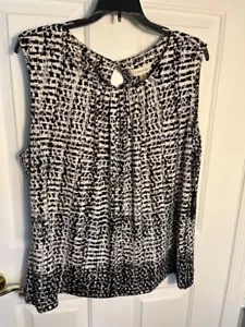 Calvin Klein Damen schwarz-weiß gemustertes ärmelloses Top / Bluse Größe 1x - Bild 1 von 3