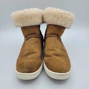 UGG Mika Classic Winter Sneaker Boots Women's Size 7.5 Brown Suede Sheepskin - Picture 1 of 13