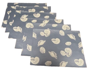 Elegant Blue Vintage Ivory Sea Shell Design Placemats Set of 6 EUC - Picture 1 of 3