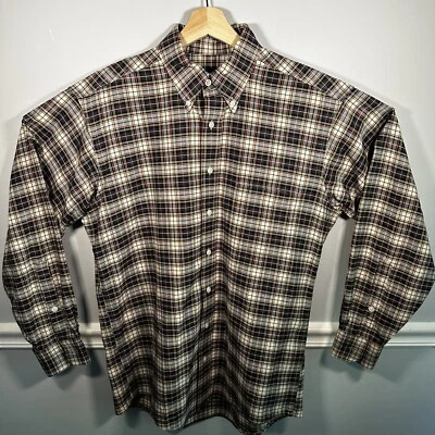 Camisa deportiva Bills Khakis para hombre mediana negra y roja a cuadros manga larga Foto 1 de 4