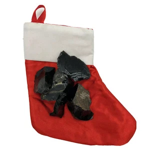 Rock Lovers Gag Gift 5 Rough Obsidian "Coal" Christmas Stocking Holiday Crystal - Picture 1 of 4
