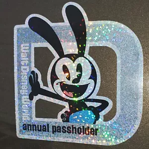 Disney World Oswald Rabbit Annual Passholder Glitter Sticker! (Homemade FAn-Art) - Picture 1 of 4