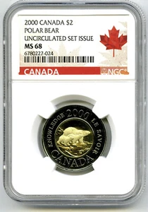 2000 CANADA $2 POLAR BEAR KNOWLEDGE NGC MS68 UNC TOONIE TWO DOLLAR - Picture 1 of 2