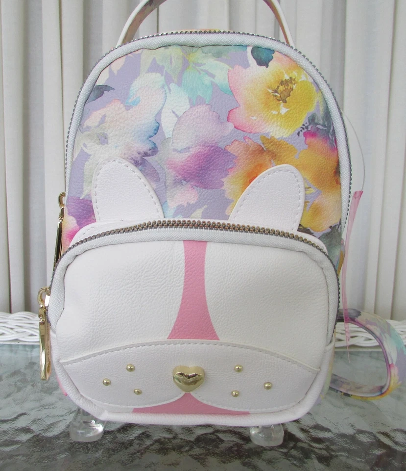 Betsey Johnson Kitsch Mini Pastel Backpack Floral Puppy Dog BM20740