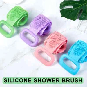 Spazzole doccia bagno scrubber schiena double face pulizia corpo silicone lunghe 60 cm - Foto 1 di 10