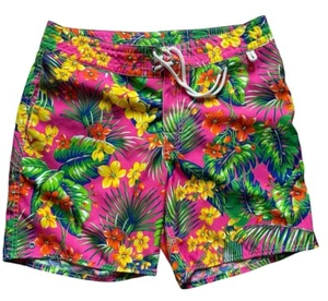 Vtg Polo Ralph Lauren Swimwear Floral Hawaiian Pink Swim Trunks Shorts Size 34 - Picture 1 of 10