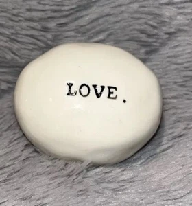 Handmade Rae Dunn Word Stone "LOVE." Typewriter Font Solid - Picture 1 of 6