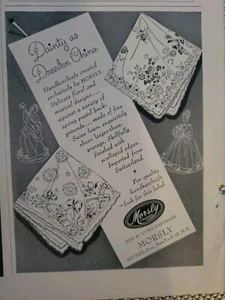 Pañuelo Morsly 1947 delicado como Dresden China anuncio de moda vintage - Imagen 1 de 1