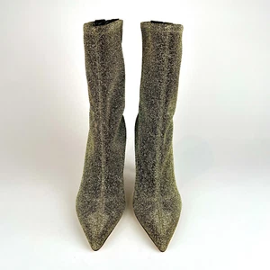 Stivaletti Marc Fisher Breezy oro glitter zip tacco donna taglia 7 nuovi senza scatola - Foto 1 di 6