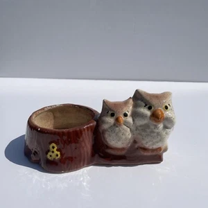 Vintage Ceramic Owls on Branch Planter - Picture 1 of 8