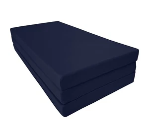 Navy Full Trifold Foam Bed, Shikibuton, Foldable Ottoman Mats 4 x 54x75 - Picture 1 of 6