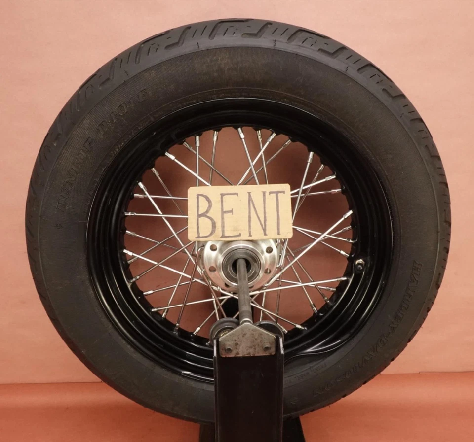 18-22 Harley Davidson Heritage Classic FLHCS Front DUNLOP Tire Rim Wheel (BENT) - Image 1 of 4