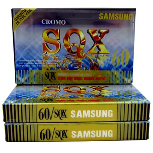 ⭐⭐ 3 X SAMSUNG SQX 60 CROMO BLANK TYPE 2 CHROME AUDIO CASSETTE TAPES NEW SEALED - Picture 1 of 10